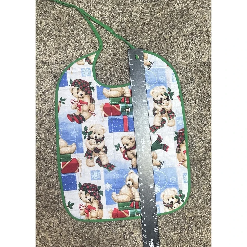 Lot Of 6 Quilted‎ Handmade Christmas Baby Bib Large Size 12